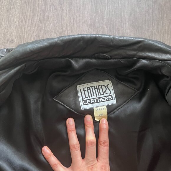 VINTAGE Leathers Leathers Black 100% Genuine 3/4 Length Leather "Car" Coat - Picture 5 of 15